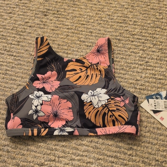 Roxy Other - Roxy Floral Bikini Top in Black, Pink, Orange, White